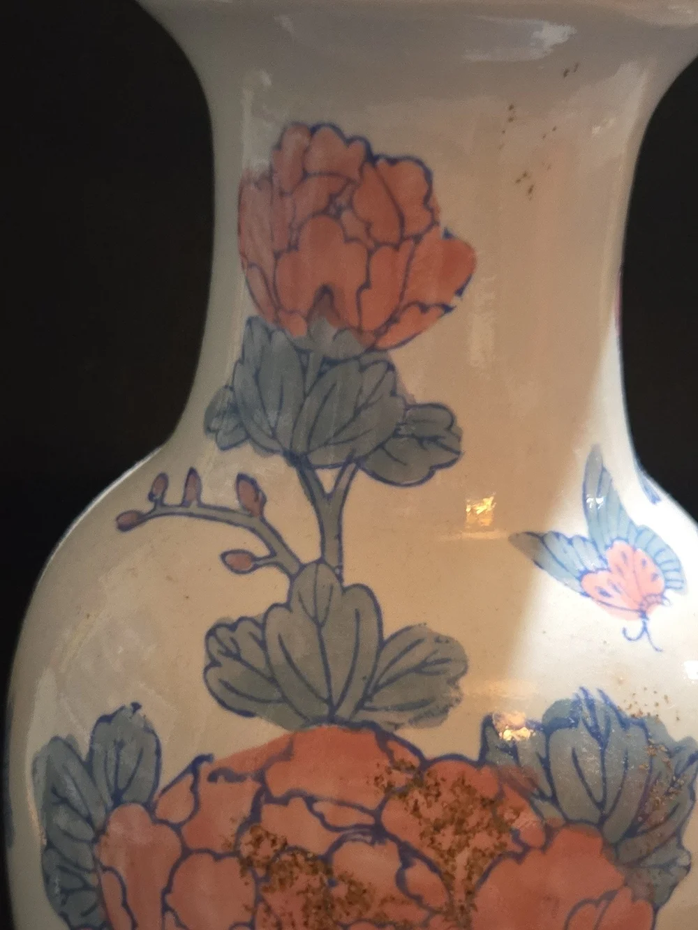 Porcelain Floral Vase in Pink and Blue - Decorative Home Accent